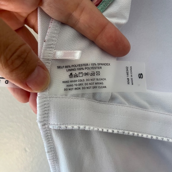 Nicole Miller Sz M Floral Padded One Piece Swimsuit Mint Green Stretch - Picture 5 of 5